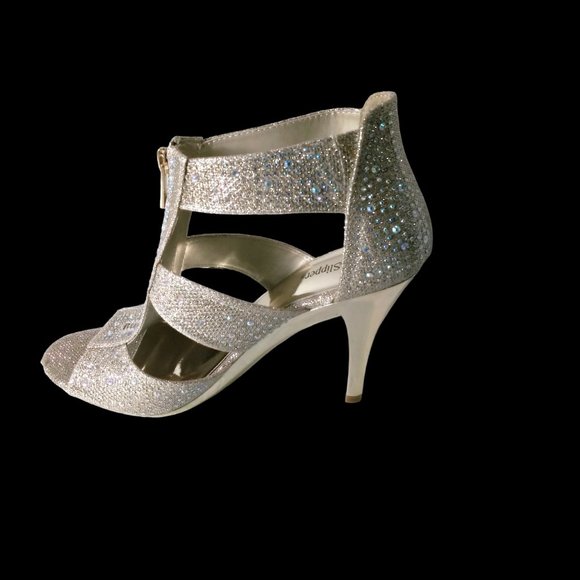 Gold Rhinestone Pumps Size 9M, Rhinestone Sparkle Open Toe Heels, Peep Toe Heels - Picture 9 of 13